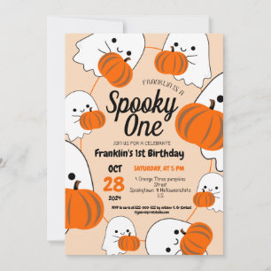 Spooky One Halloween Niedliche Ghouls Geburtstagsp Einladung
