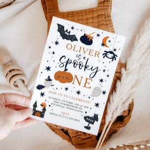 Spooky One Halloween Pumpkin 1. Geburtstag Einladung