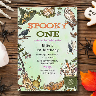 Spooky One Hexe Halloween 1. Geburtstag Einladung