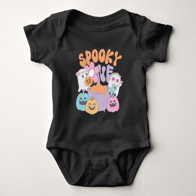Spooky One Hippie Halloween Ghost Baby Strampler (Vorderseite)