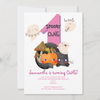 Spooky ONE Little Boo Halloween Girls 1. Geburtsta Einladung