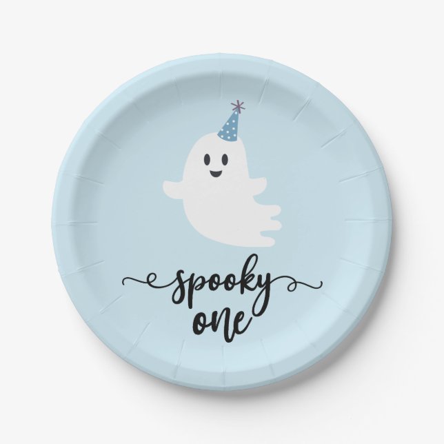 Spooky One Niedlich Ghost Halloween 1. Geburtstag Pappteller (Vorderseite)