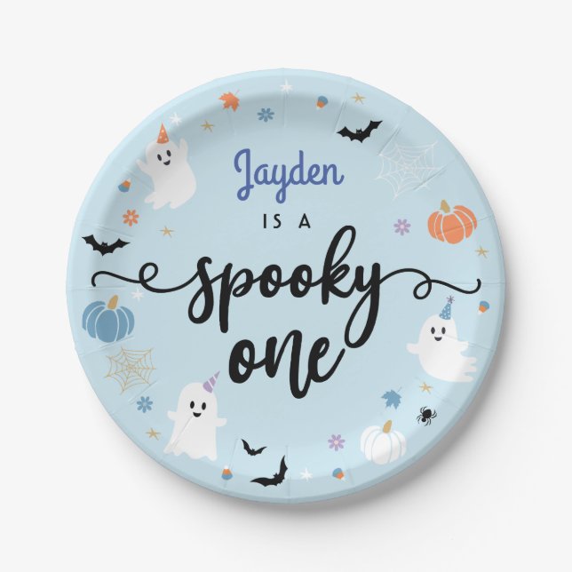 Spooky One Niedlich Ghost Halloween 1. Geburtstag Pappteller (Vorderseite)