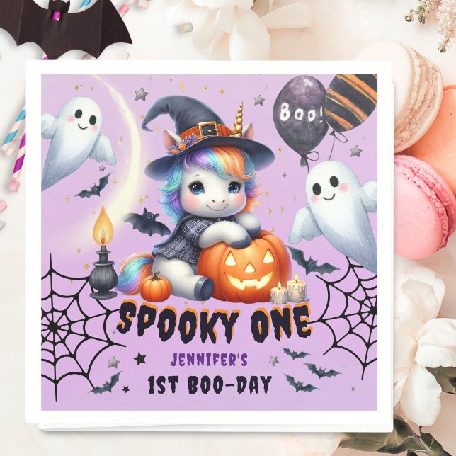 Spooky ONE Niedlich Girl Lila Halloween 1. Geburts Serviette (Von Creator hochgeladen)