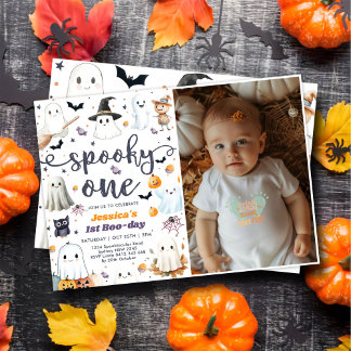 Spooky One Niedlich Halloween Ghost 1. Geburtstag  Einladung