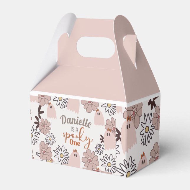 Spooky One Niedlich Pink Ghost Floral Halloween Geschenkschachtel (Vorderseite)