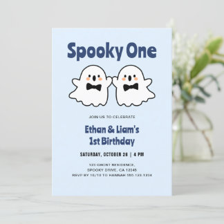 Spooky One Niedlich Twin Boys Halloween 1. Geburts Einladung