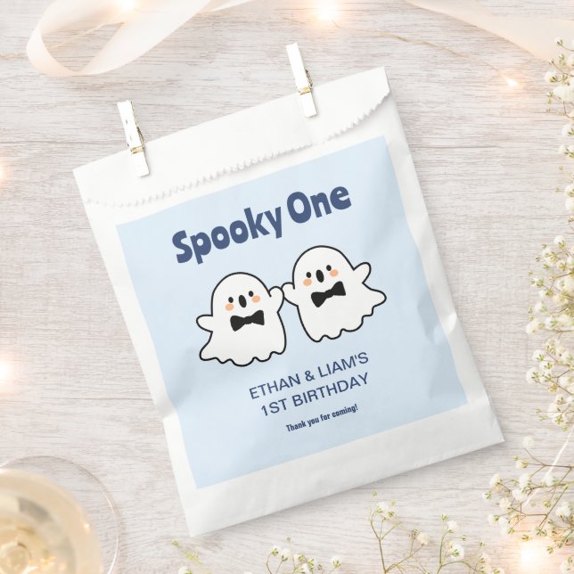 Spooky One Niedlich Twin Boys Halloween 1. Geburts Geschenktütchen (Ausgeschnitten)