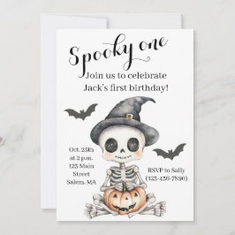Spooky One | Niedliches Skelett Halloween 1. Gebur Einladung