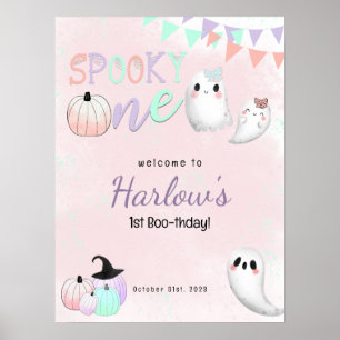 Spooky One Pastel Halloween Geburtstag Willkommen Poster