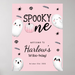 Spooky One Pink Ghost Halloween Geburtstag Willkom Poster