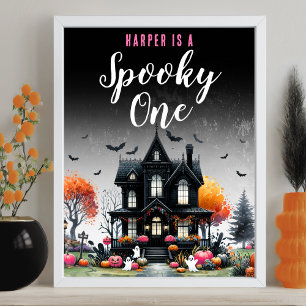 Spooky One Pink Halloween 1. Geburtstag Party Zeic Poster