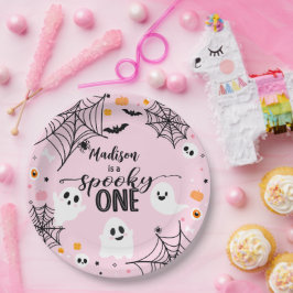 Spooky One Pink Halloween Ghost Pappteller
