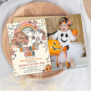 Spooky One Retro Ghost Halloween Foto Einladung