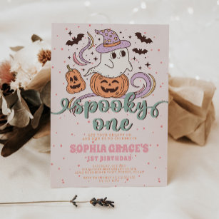 Spooky One Retro Ghost Halloween Geburtstagsparty Einladung
