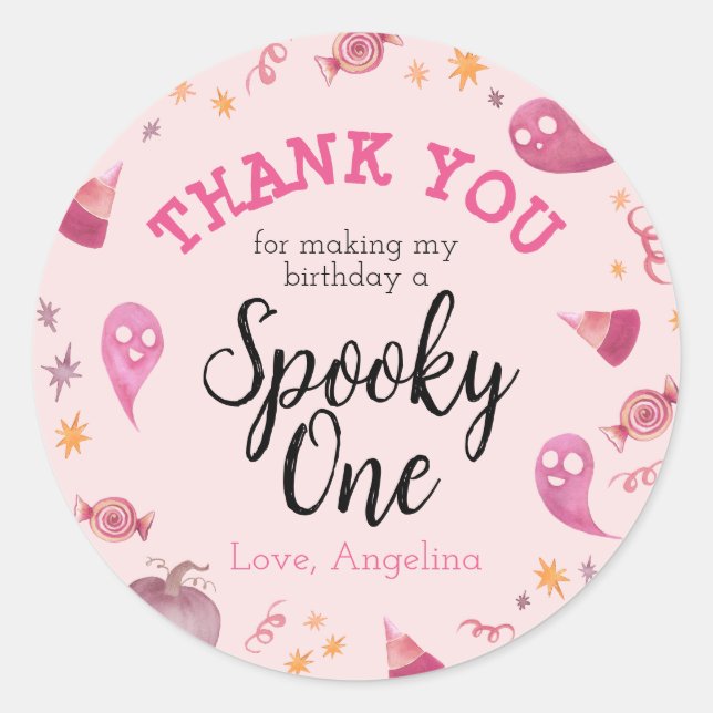 Spooky One Vielen Dank Gastgeschenk Runder Aufkleber (Vorderseite)