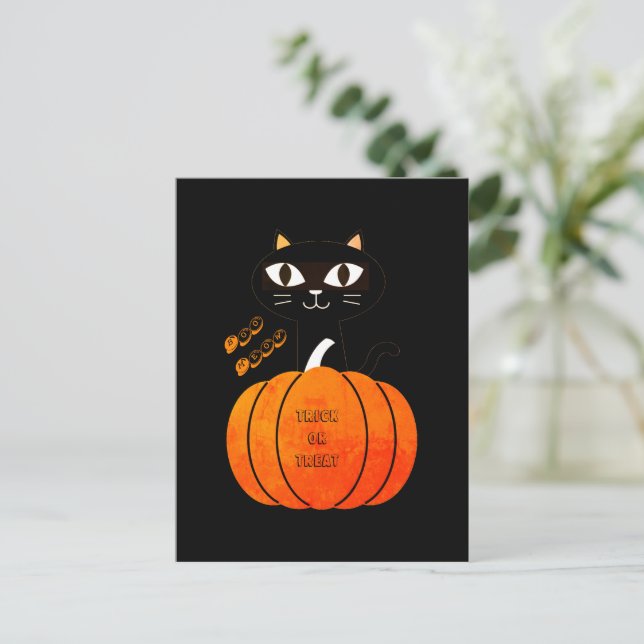 Spooky Orange Black Herbst Oktober Halloween Postkarte (Stehend Vorderseite)