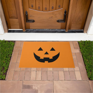 Spooky Orange Kürbislaterne Kürbis Spaß Halloween Fußmatte