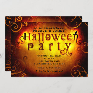 Spooky Orange Trick oder Treat Halloween-Party Einladung
