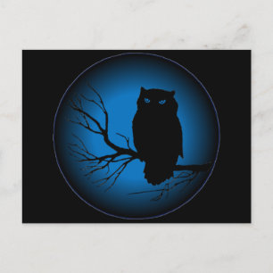 Spooky Owl Blue Moon Postkarte