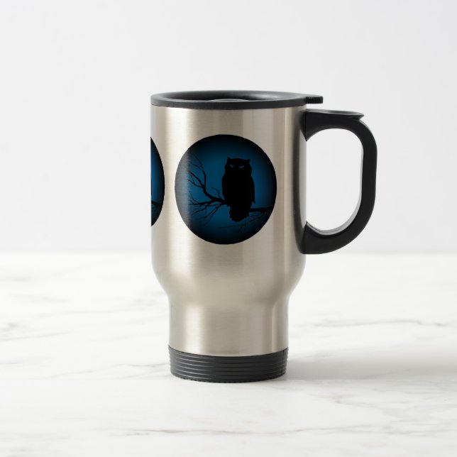 Spooky Owl Blue Moon Reisebecher (Rechts)