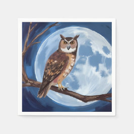 Spooky Owl Full Moon Halloween Serviette