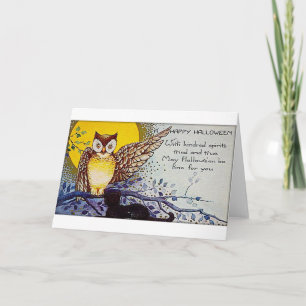 Spooky Owl Vintage Halloween Karte