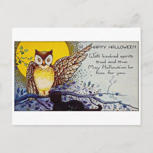 Spooky Owl Vintage Postkarte