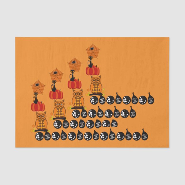 Spooky Owls Halloween Trick oder Treat Balls Geweb Seidenpapier (Vorderseite)