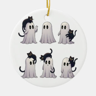 Spooky Pastel Gothic Geister Schwarze Katzen Hallo Keramik Ornament