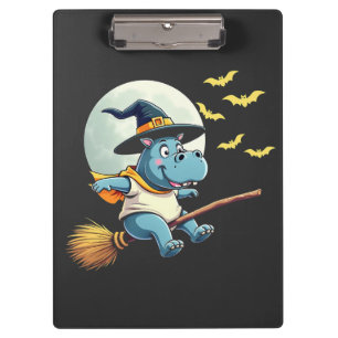 Spooky Pastel Halloween Baby Moo Deng Hippo Klemmbrett
