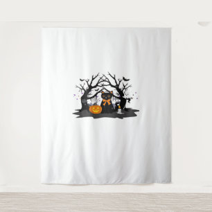 Spooky Paws & Pumpkin Halloween Nights Classic T-S Wandteppich