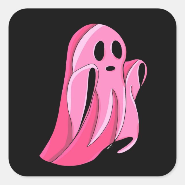 Spooky Pink Ghost Stickers (Vorderseite)