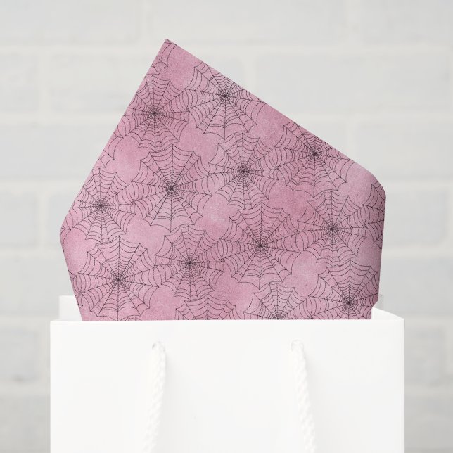 Spooky Pink und Black Spiderweb Seidenpapier (Geschenktüte)