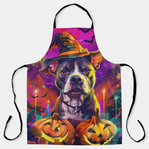 Spooky Pitbull Halloween Hexe und Pumpkin Schürze