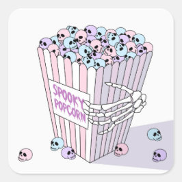 Spooky Popcorn Quadratischer Aufkleber