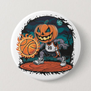 Spooky Pumpkin Basketball: Halloween Night Sports Button