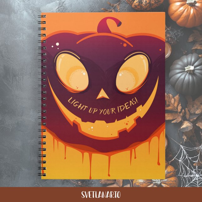 Spooky Pumpkin Face Halloween Spiral Notebook Notizblock (Frontal view)