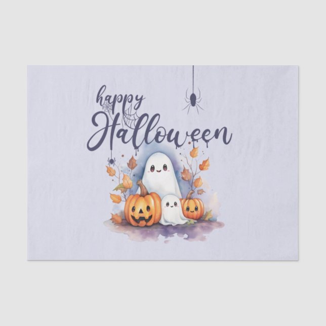 Spooky Pumpkin Ghost Halloween Tissue Seidenpapier (Vorderseite)