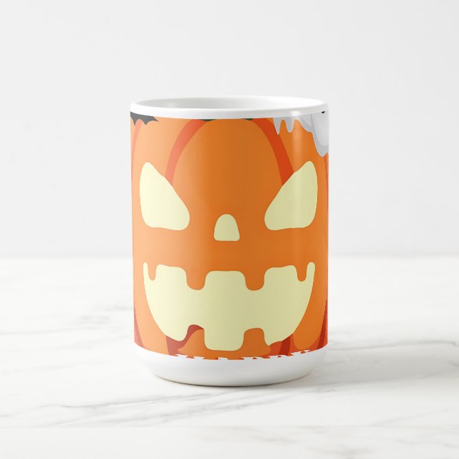 Spooky Pumpkin & Ghost Halloween Uhr Kaffeetasse (Mittel)