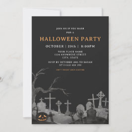 Spooky Pumpkin Graveyard Adult Halloween-Party Einladung