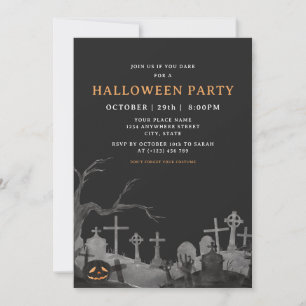 Spooky Pumpkin Graveyard Adult Halloween-Party Einladung