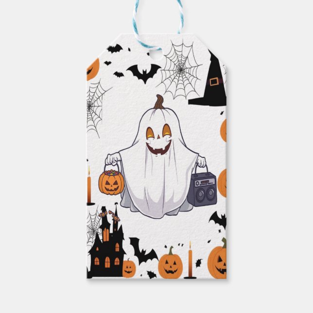Spooky Pumpkin Halloween Geschenkanhänger (Vorderseite)