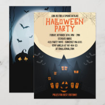 Spooky Pumpkin Halloween mit Spuk Haus und Mond