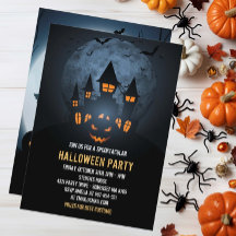 Spooky Pumpkin Halloween mit Spuk Haus und Mond