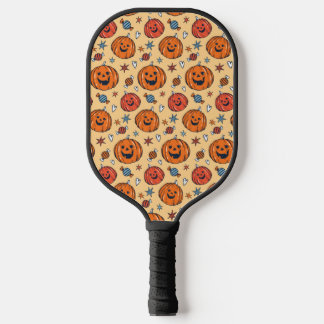 Spooky Pumpkin Halloween Pattern Pickleball Schläger