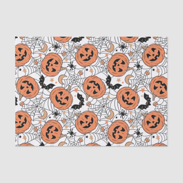Spooky Pumpkin Halloween Pattern Seidenpapier (Vorderseite)
