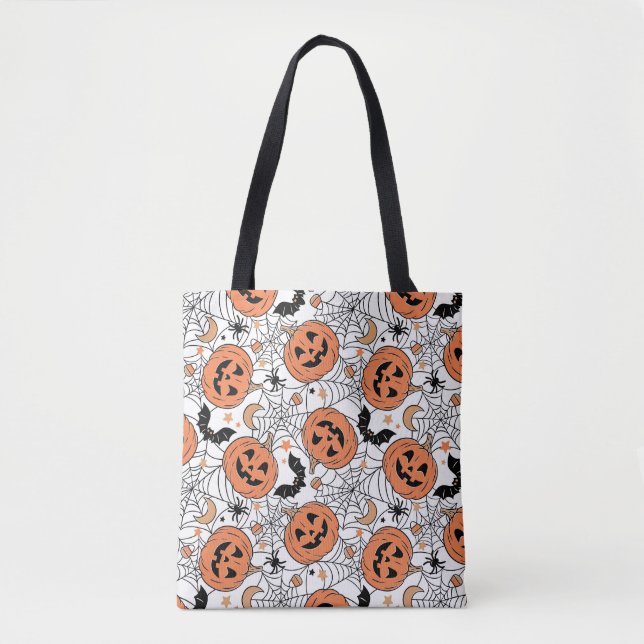Spooky Pumpkin Halloween Pattern Tasche (Vorderseite)