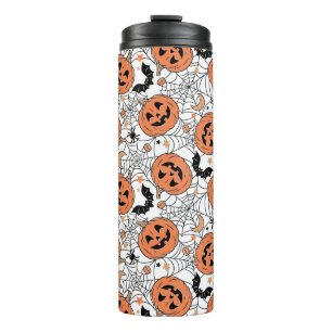 Spooky Pumpkin Halloween Pattern Thermosbecher