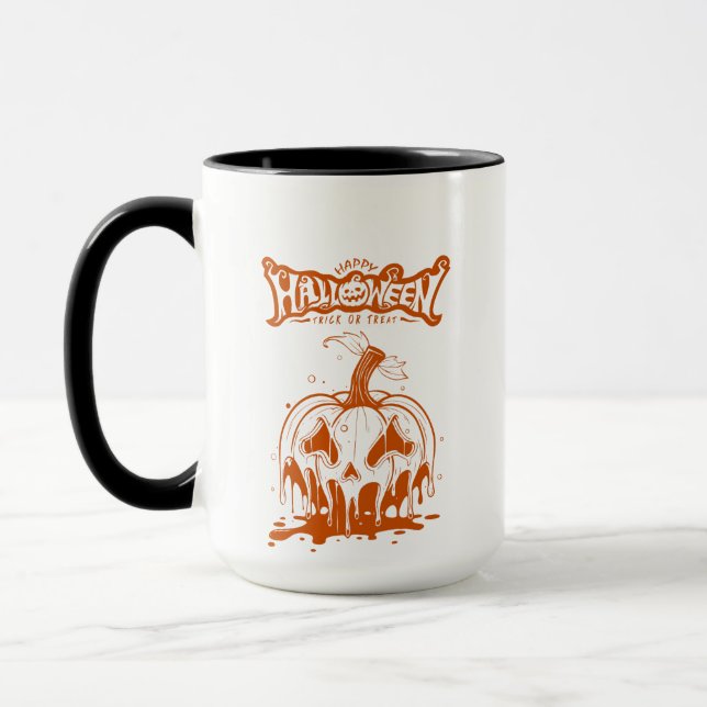  spooky pumpkin Halloween white orang Tasse (Links)